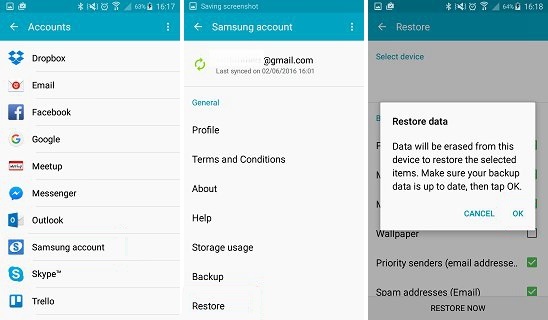 restore contacts from samsung account