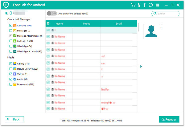 recover contacts on galaxy s7/s8 without entering samsung system