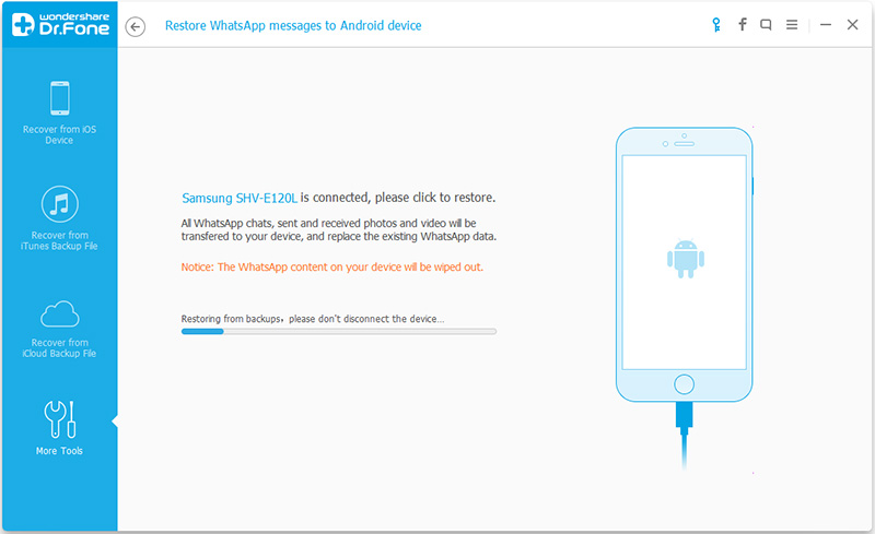 restore to Samsung Galaxy S7/S6 from backup