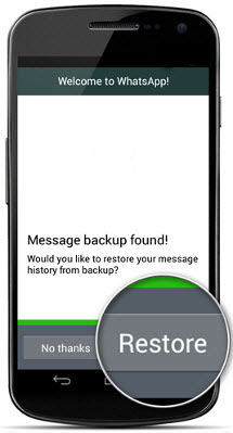 restore whatsapp history to Android from backup