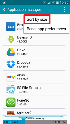 sort-by-size-on-android