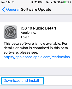 Install iOS 10 Beta with OTA