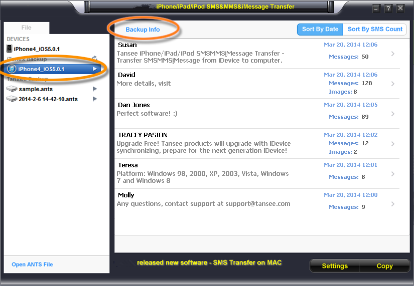 copy sms/mms/imessages between iphone and pc