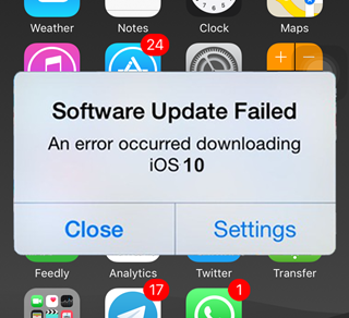 fix ios 10 software update failed