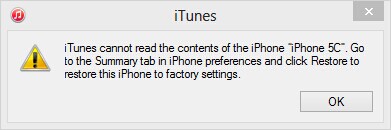 fix itunes cannot read the contents of iphone issue