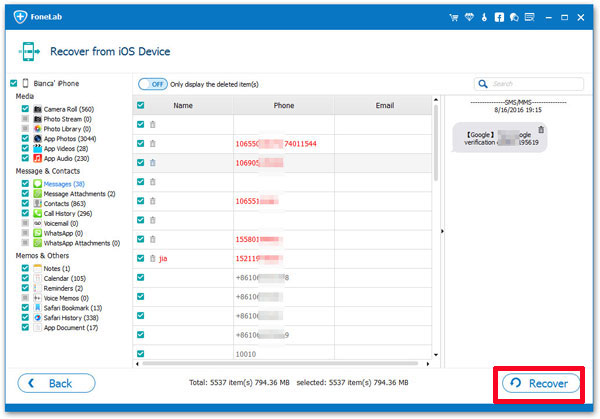 recover sms on iPhone