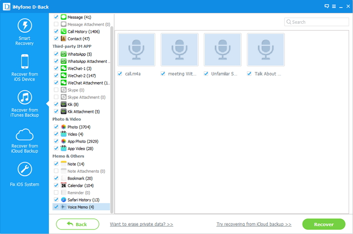 retrieve iphone vioce memos from itunes backup