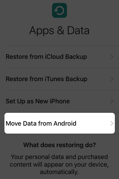 transfer data from android to iphone