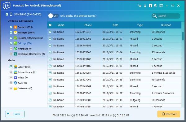 recover deleted call history on huawei mate 8/9