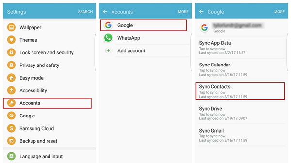 copy samsung contacts to samsung s8 with gmail