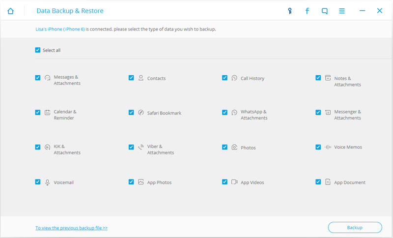 select data to backup