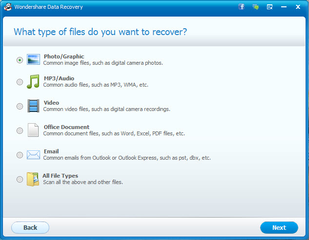 select file to recover