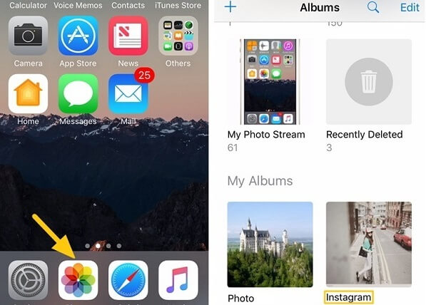 restore deleted pictures from instagram album on iphone