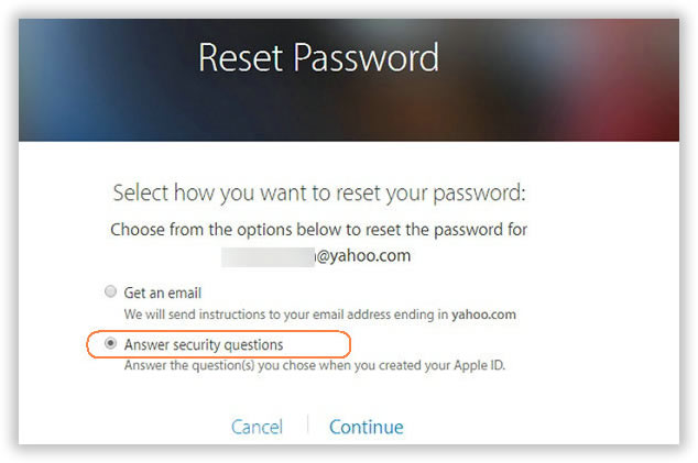 reset icloud password by answering security questions