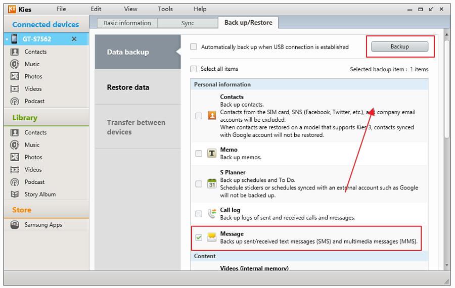 Kies backup data on broken Samsung
