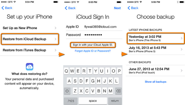 transfer data from iCloud to iPhone X