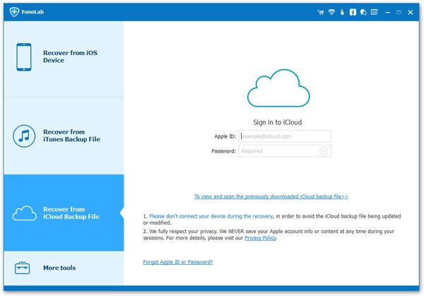 log in with icloud account