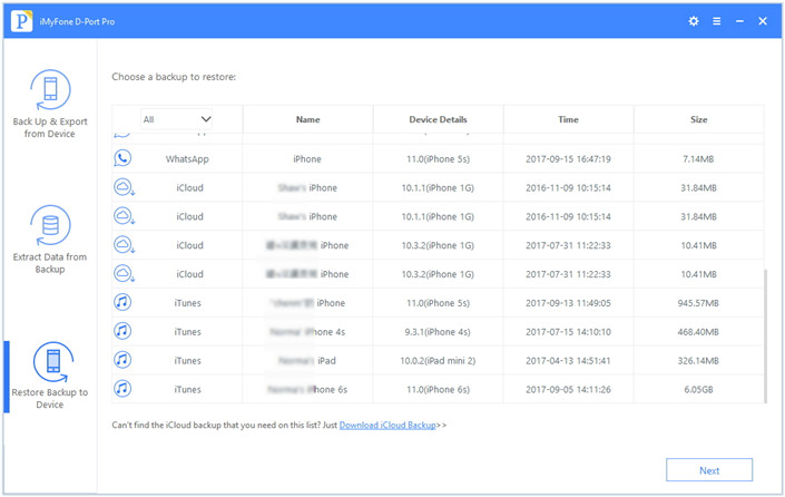 choose icloud backup