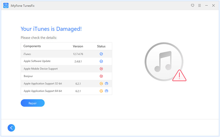 choose Repair iTunes Connect Issues