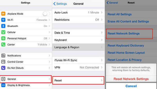 reset iphone network