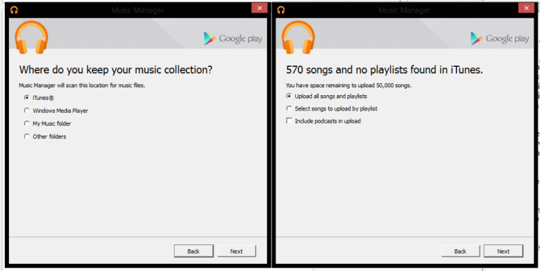 upload itunes music to google play music