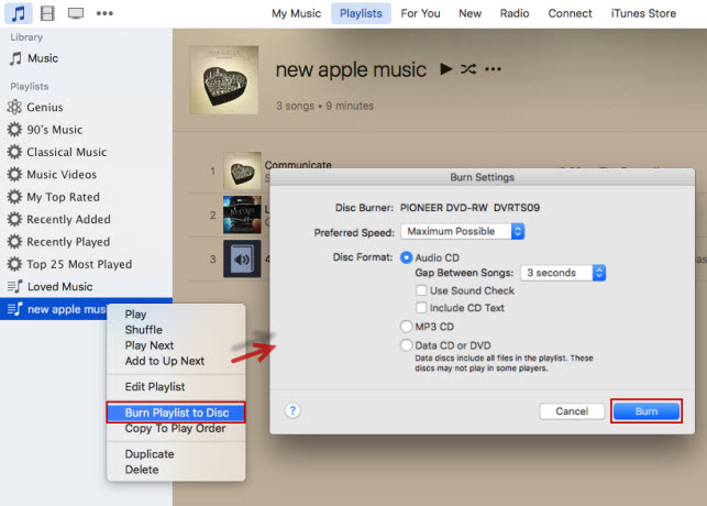 burn apple music to a cd